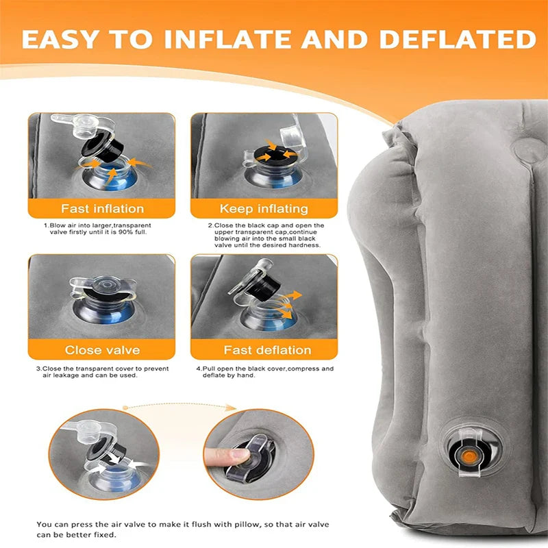 Carvallo Resekudde uppblåsbar | 45° Ergonomisk nackkudde | För flygplan, kontor & resor