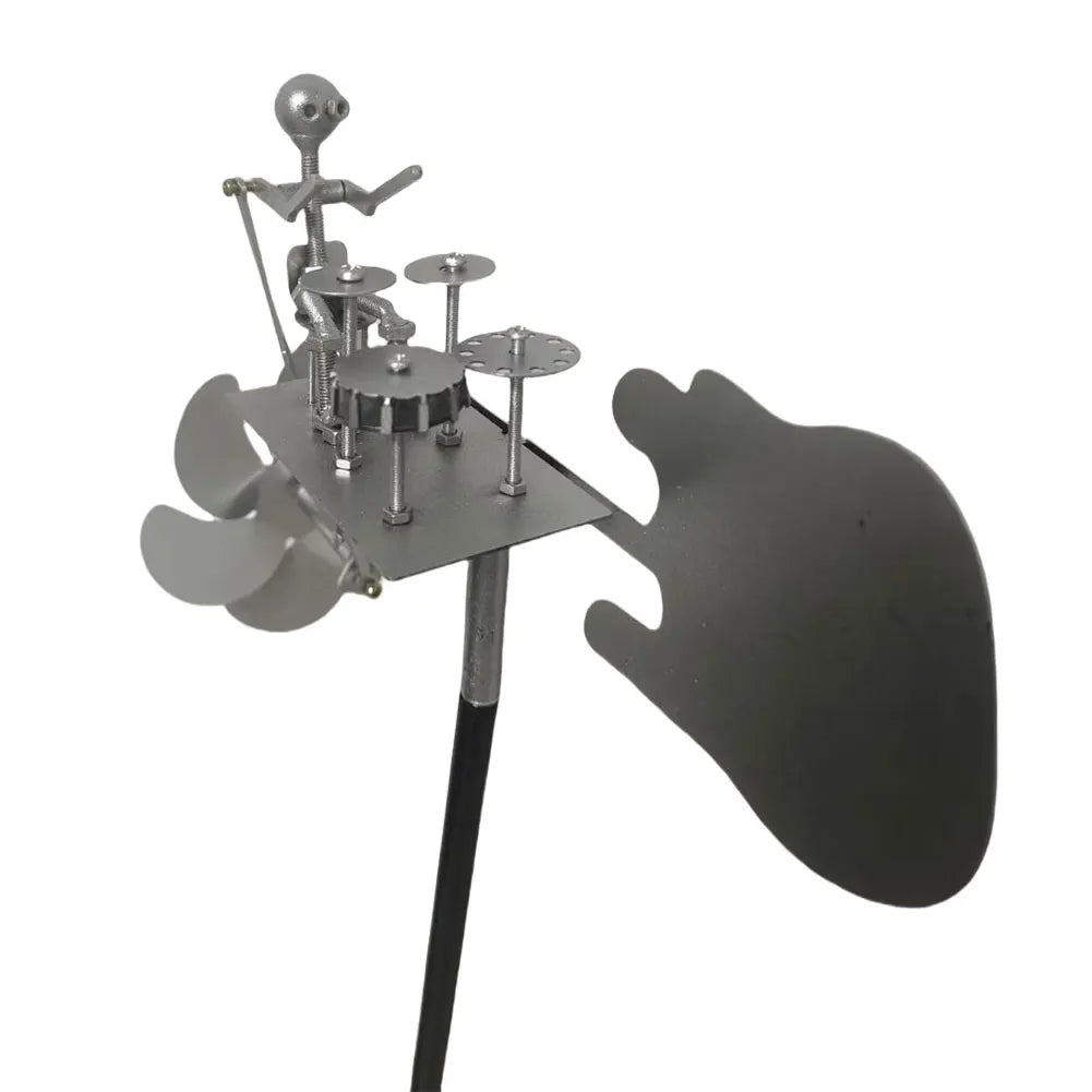 Carvallo Metall Vindspel Gitarr | Handgjord Vindskulptur | Rock Dekor för Trädgård & Terrass | 28 × 17 cm