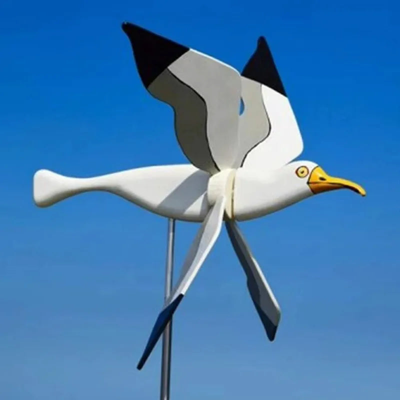 Carvallo-Deko Vindfågel SkyGull | Kreativ Vindspinner med måsdesign | Väderbeständig & höjdjusterbar | 25 cm Figur