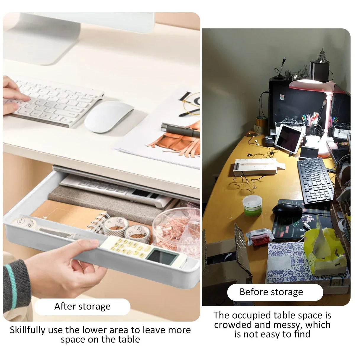 Carvallo Låda för lådor | Självhäftande & Osynlig | Under-bord Organizer för Kontor & Hem | 2L Förvaring