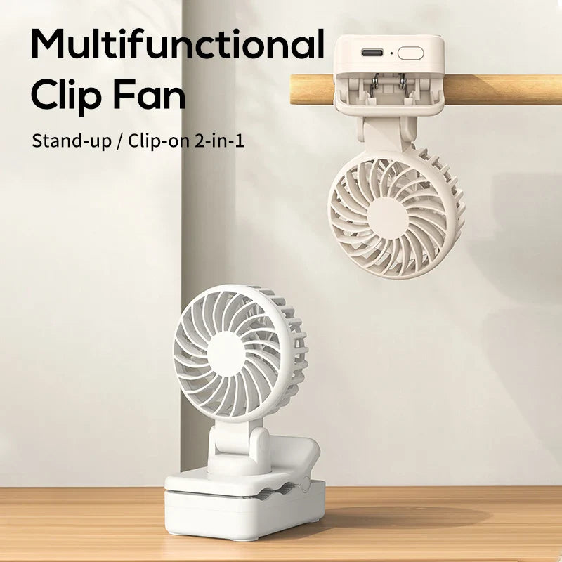 Carvallo Mini-Fläkt | Bärbar & Justerbar | 3 Steg | 1200 mAh Batteri | För Resor, Kontor & Utomhus