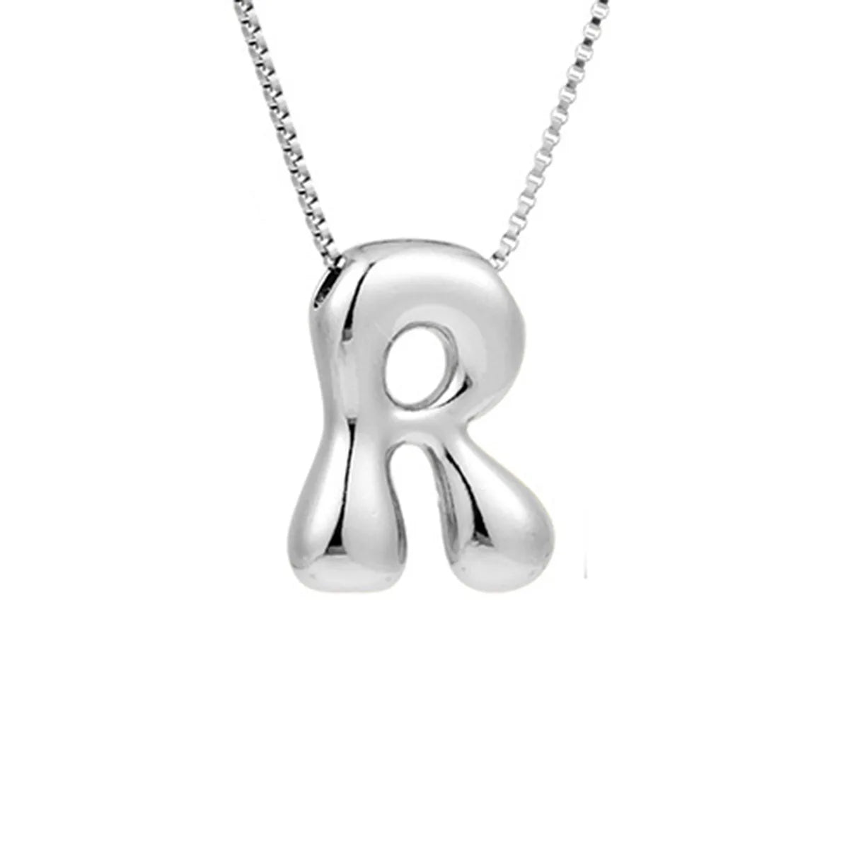 Royelux A-Z Ballong Bubbel Bokstav Hänge Halsband – Silver Chunky Initial Smycken