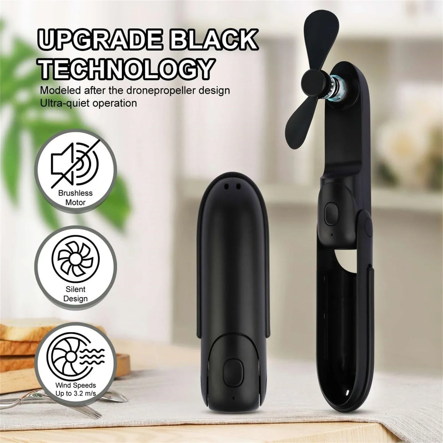 Carvallo 3i1 Mini Fläkt | Handfläkt med Powerbank & Ficklampa | Fällbar, Tyst & Barnsäker – USB uppladdningsbar