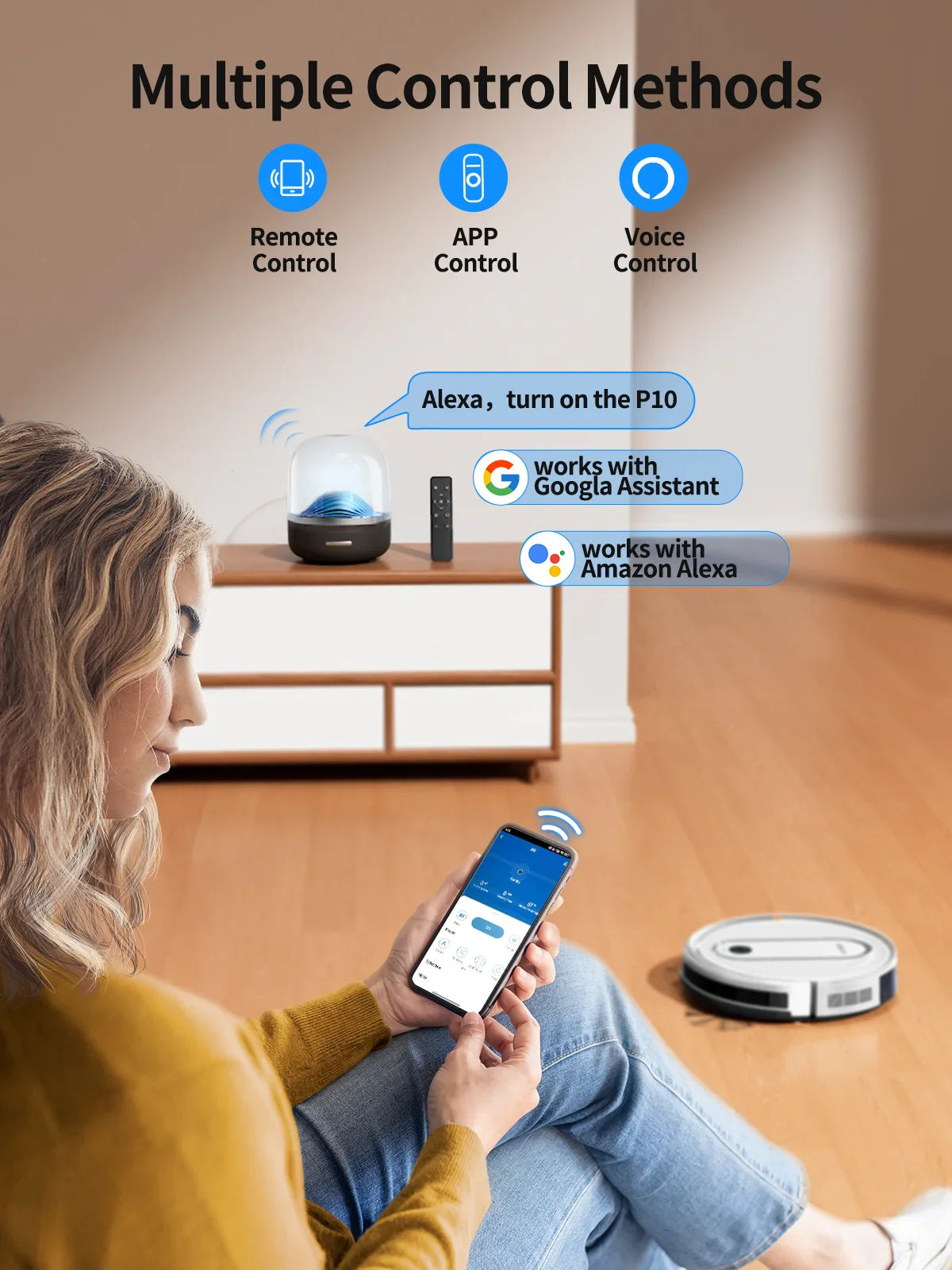 Carvallo P10 sugrobot med moppfunktion | 4500Pa sugeeffekt | App-styrning & gyroskop-navigation | För mattor & hårda golv