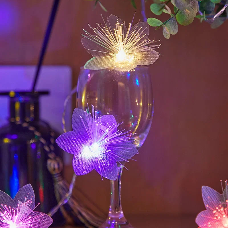 Carvallo LED blomsterljusslinga | 2 m koppartråd | Batteridriven & varmvit | Dekoration för bröllop, & hem