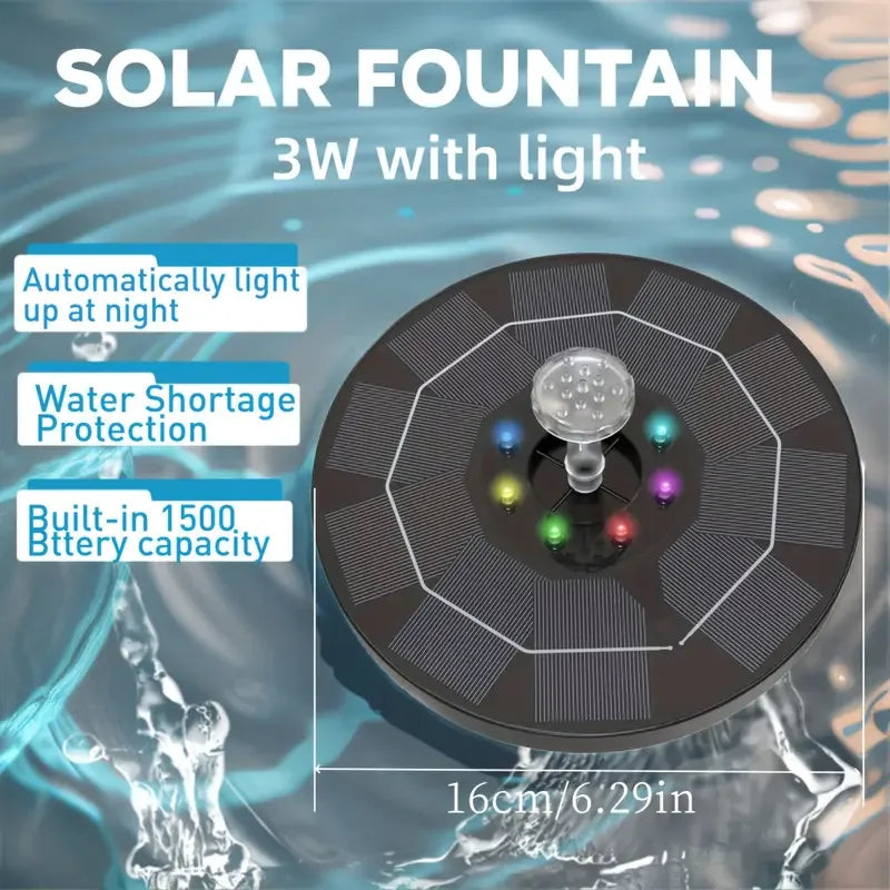 Carvallo LumiFonte 3.5W | Med RGB-LED & 6 munstycken | 1500 mAh batteri & filtersystem | För fågelbad, damm & trädgård