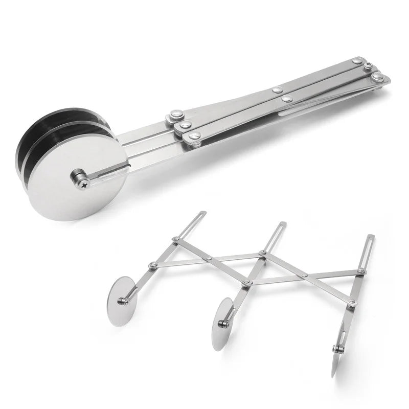 SlicePro™ Rostfritt stål degskärare | Fällbar &amp; Justerbar | 3–7 Hjul | Perfekt portionering för pizza, bakverk &amp; pasta