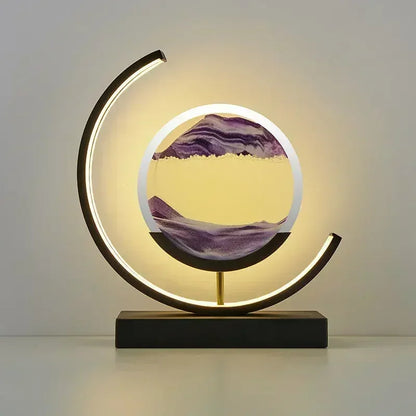 Soluna Drift | LED-bordslampa med rörlig sandbild &amp; 3D-timerglas-effekt