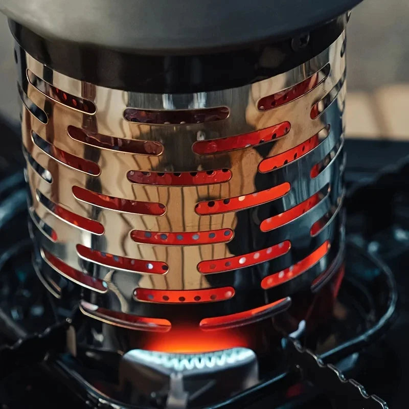 Carvallo Bärbar Mini-Gassvärmare för camping | Robust värmeskydd av rostfritt stål | Utomhussvärmarhuvud för gasolkök 14 × 12 cm