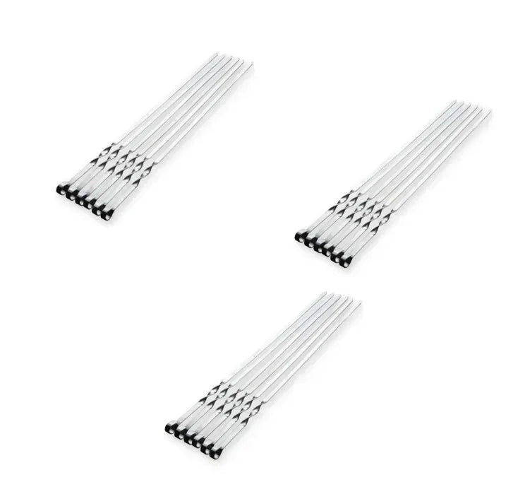 Carvallo Grillspett 55 cm | Set om 6 | Rostfritt stål med bokträhandtag | Extra lång & värmetålig