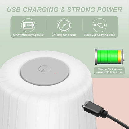 Carvallo MiniPro 400 Elektrisk vitlök- &amp; grönsakskniv 400 ml | 6 rostfria blad | USB-laddning | Vattentät &amp; Bärbar