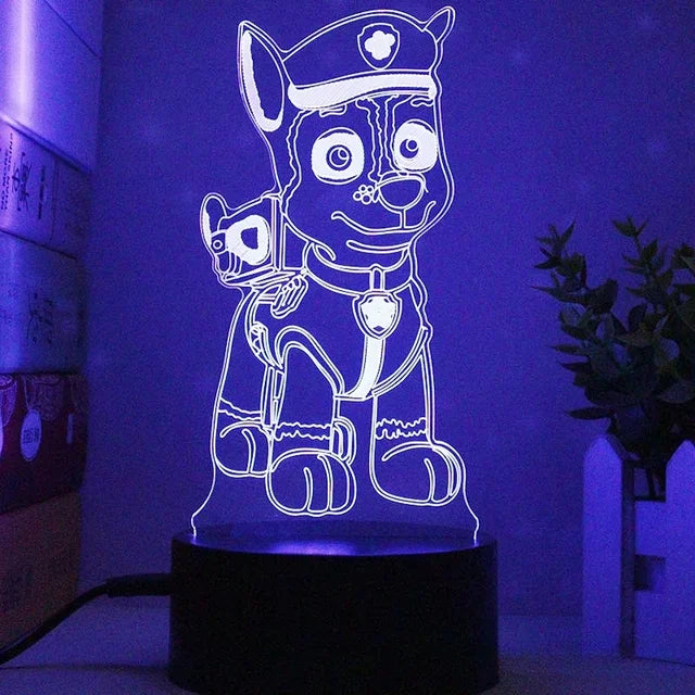 LuxRoyale Paw Patrol Nattlampa för Barn - 3D Tecknad Sängrum Dekor Lampa