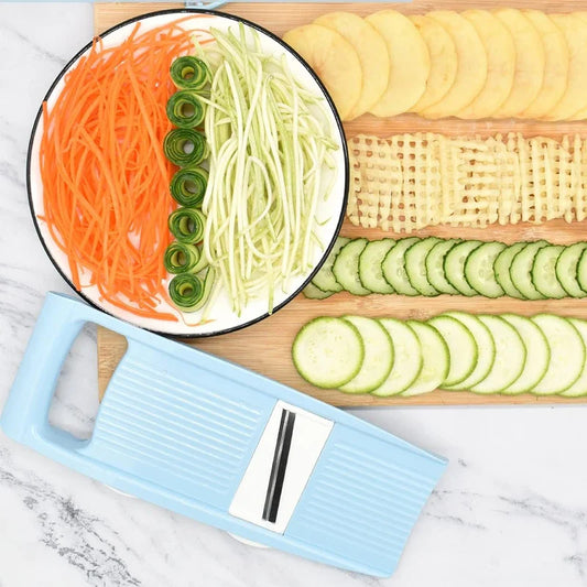 Carvallo 5-i-1 Grönsaksrivare & Rive | Multifunktionell Kökshyvel med Uppsamlingbehållare | Manuell, Säker & Kompakt | För Frukt, Potatis & mer