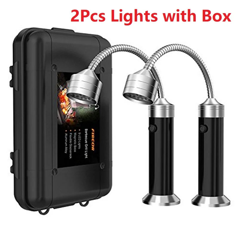 Carvallo LED Grilllampa med Dubbelhuvud | 360° Vridbar & Värmebeständig | Superljus för BBQ, Nattfiske & Camping