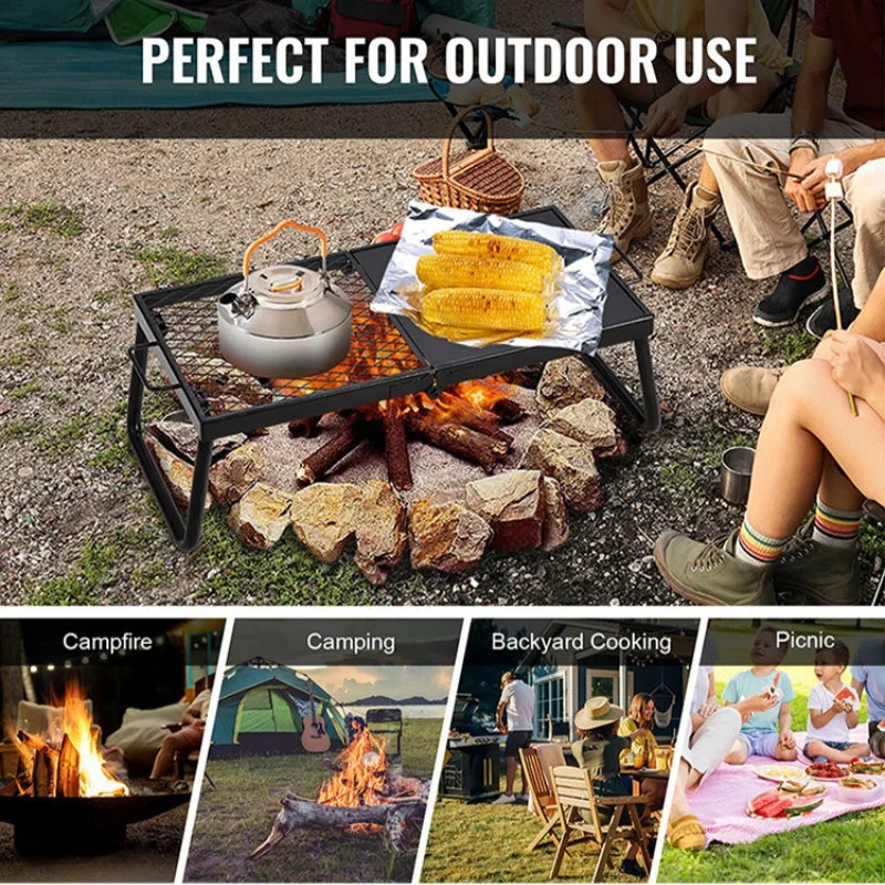 Carvallo Fold Fällbar Grillgaller | Bärbar Rostfritt Stål-Grillställning | För BBQ, Camping & Utomhus | 32 × 21 × 16 cm