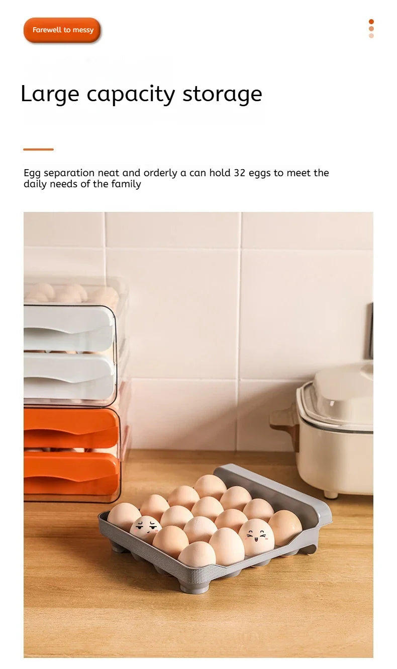 Carvallo Ägghållare Klarvitt | 32 Ägg Kapacitet | Platsbesparande Lådsystem | Damm- & Fuktsskydd