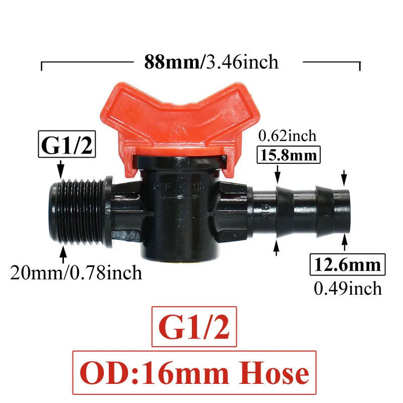 Carvallo FlowTura ConnectPro | Mini-kula ventil med slanganslutning och gänga | För trädgård, PE-slang och droppbevattning