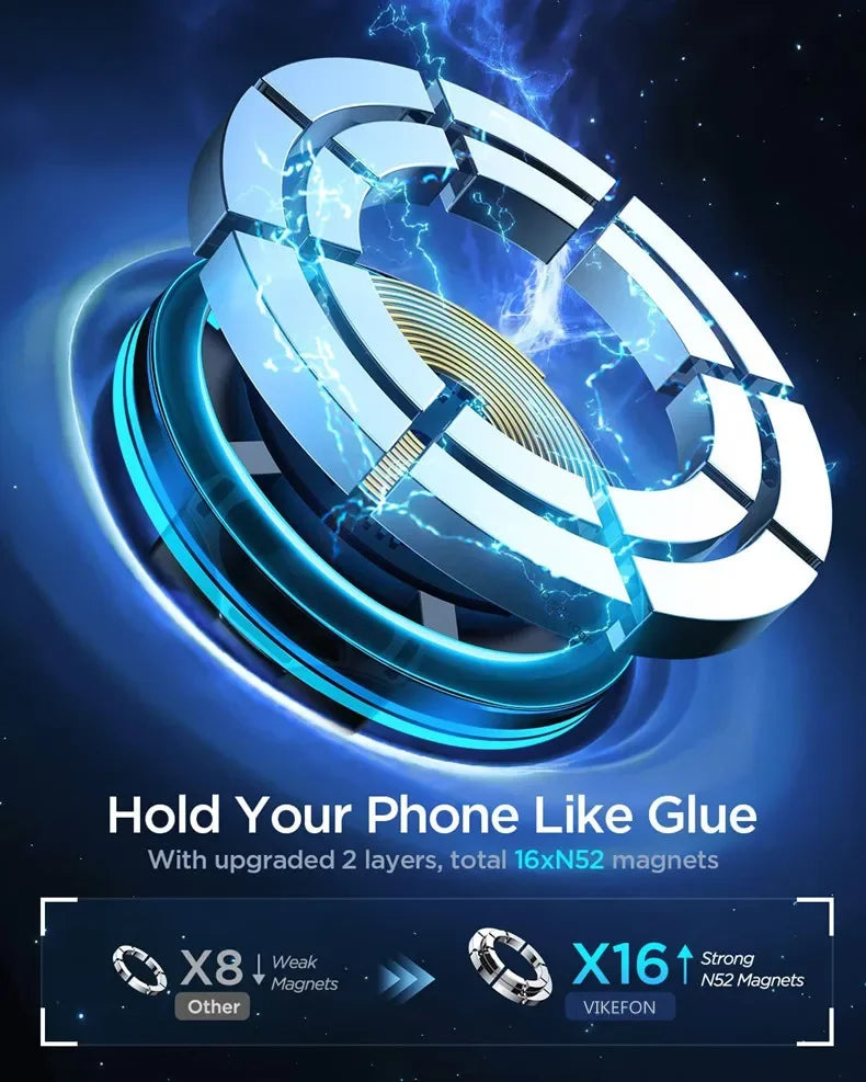 Carvallo Pro Kfz-hållare | Magnetisk & Trådlös | 15W Snabbladdning | 360° Vridbar