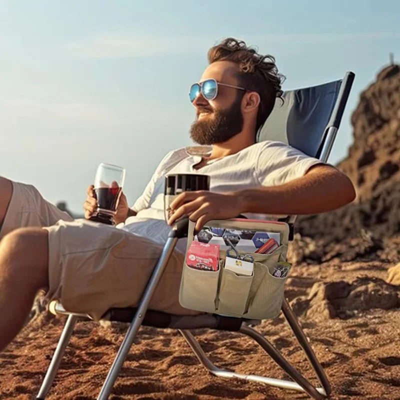 Carvallo SideStow sidoficka för campingstol | Robust förvaring för utomhus och fiske | Canvas
