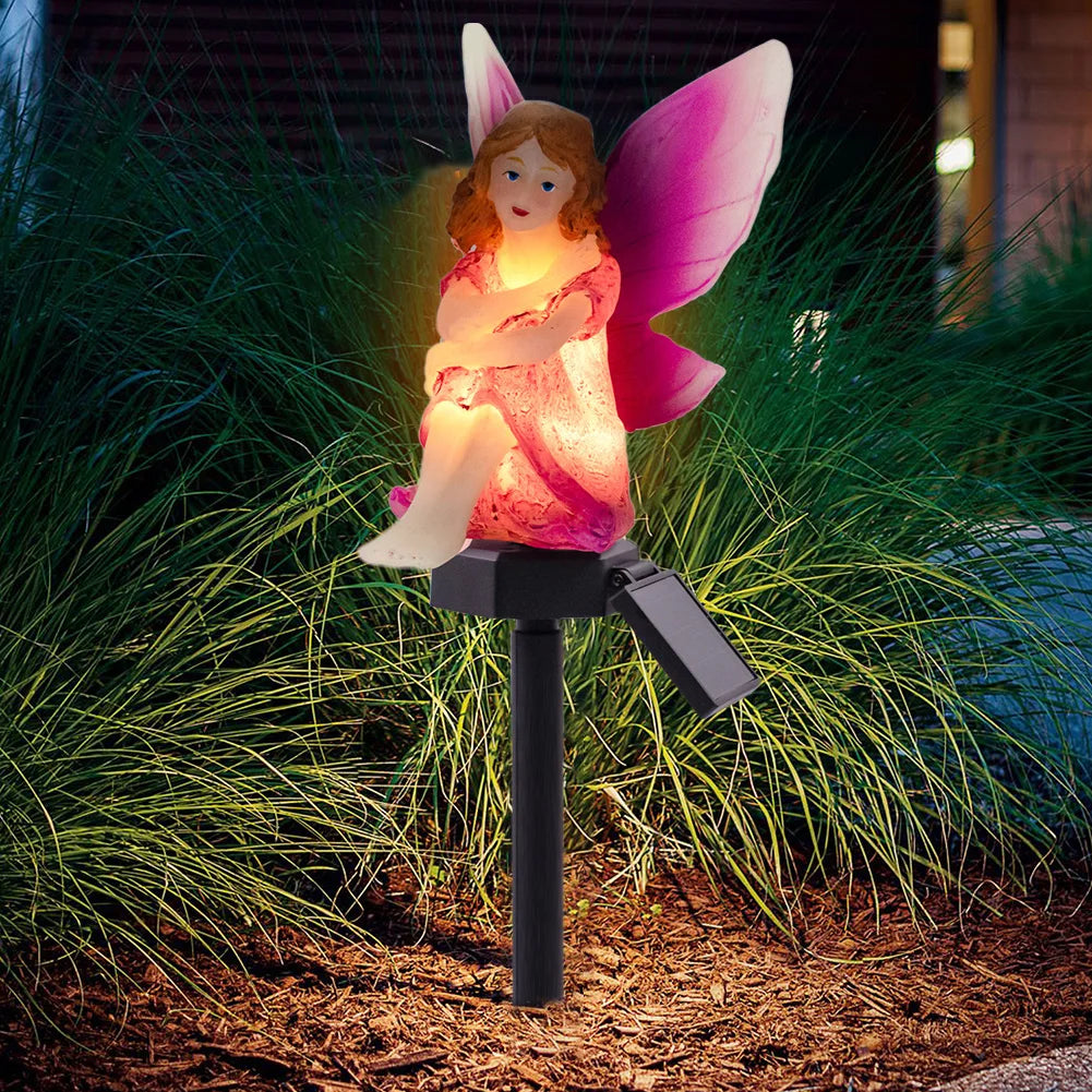 Carvallo LightBloom Solar Garden Light &quot;Flower Fairy&quot; | LED Decorative Light for Sticking or Hanging | IP65 Waterproof | Warm White | For Garden, Balcony &amp; Courtyard