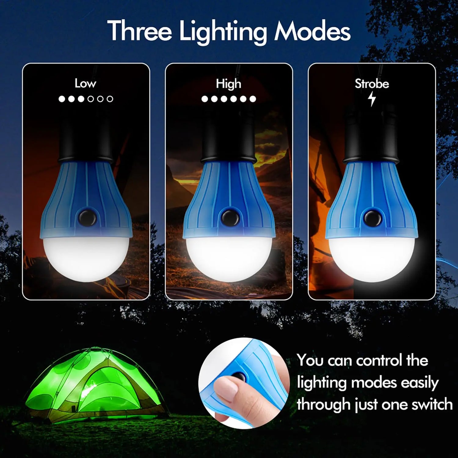 Carvallo LumoTrek med karbinhake | 3 ljuslägen &amp; 3 LED | Kompakt &amp; Lätt | För camping, vandring &amp; nödsituationer