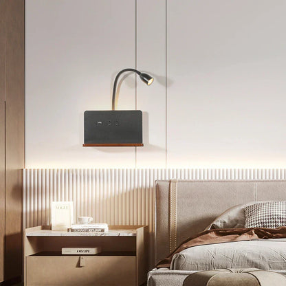 BrightShelf - LED Vägglampa med USB-port och Hylla