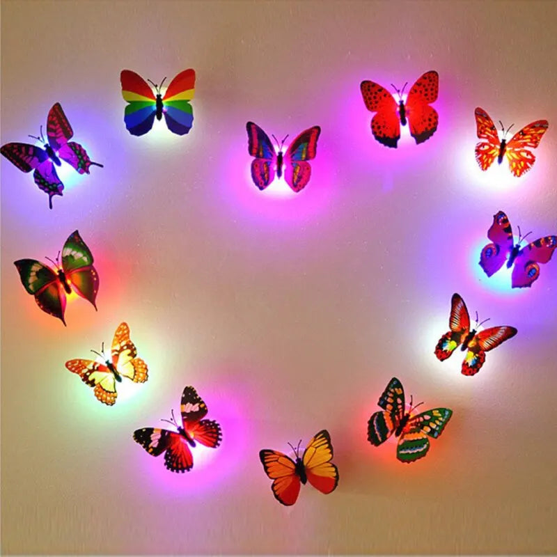 Carvallo Butterfly Lights | 12-pack | Luminous 3D Butterflies | Wall stickers with flash effect | For children's rooms, parties & decor