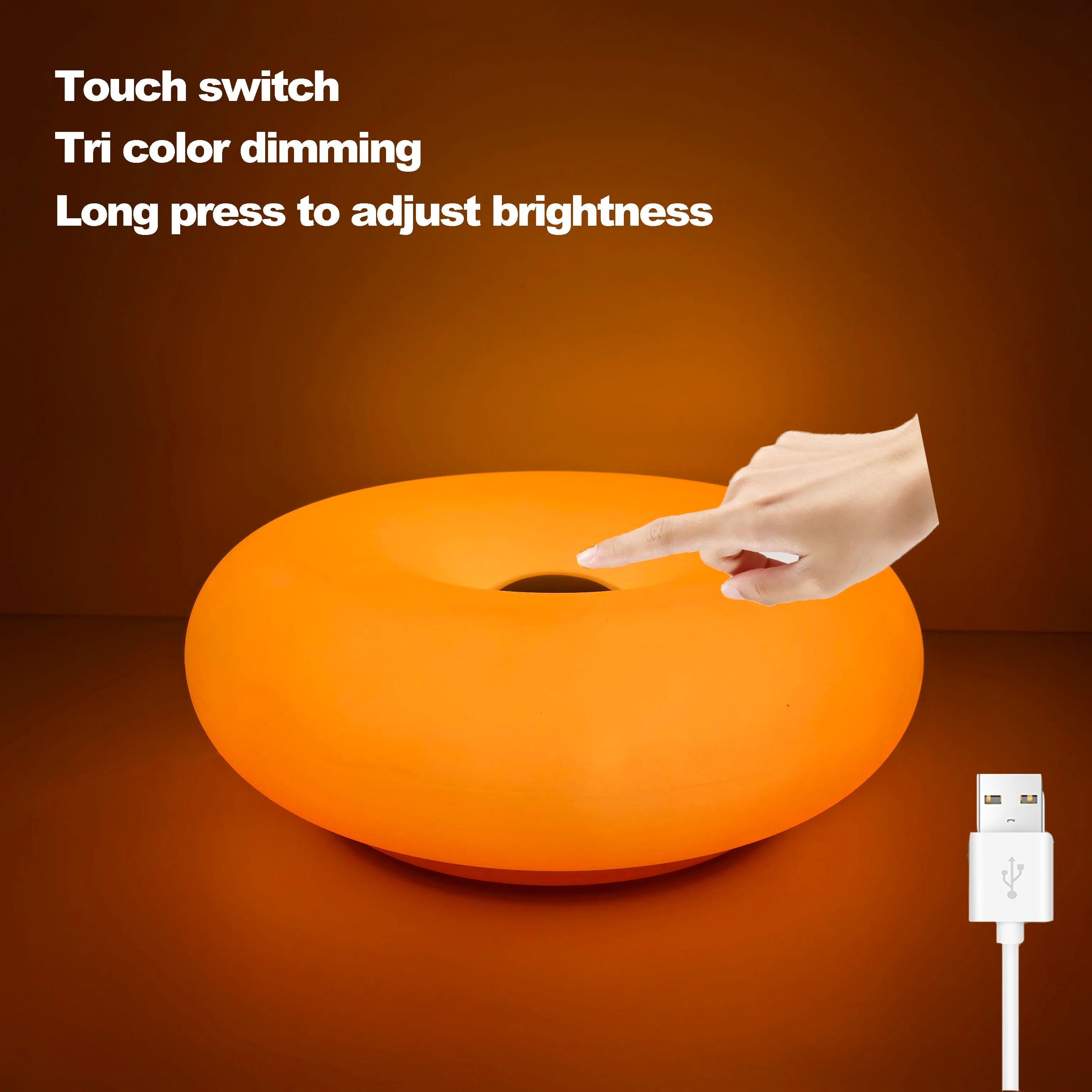 USB Bordslampa med Touch Control och RGB Färgväxling – Dimbar Säng- eller Skrivbordslampa för Sovrum och Vardagsrum