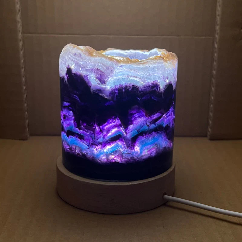 RainbowGlow – Fluorite table lamp with enchanting light effects for a calming atmosphere