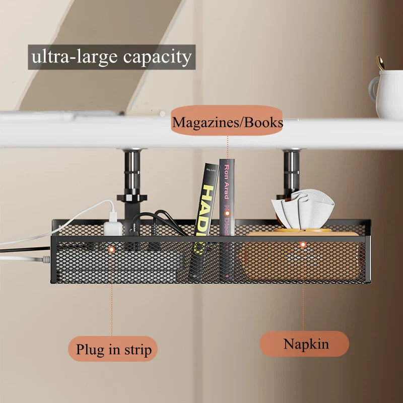 Carvallo Kabelmanagement Under skrivbordet | Metallhylla utan borrning | Kabelhållare & organiserare för kontor & kök