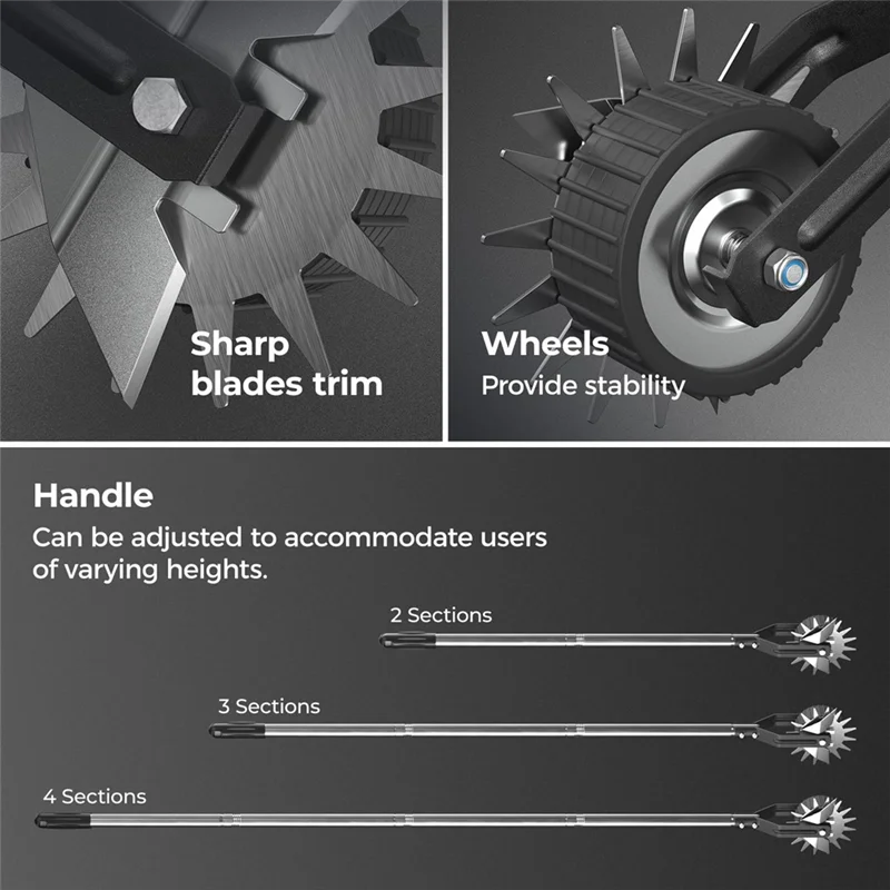 Carvallo EdgeMaster Pro | 171 cm manuell | rostfritt stål med rullhjul | justerbart handtag & självvassande blad
