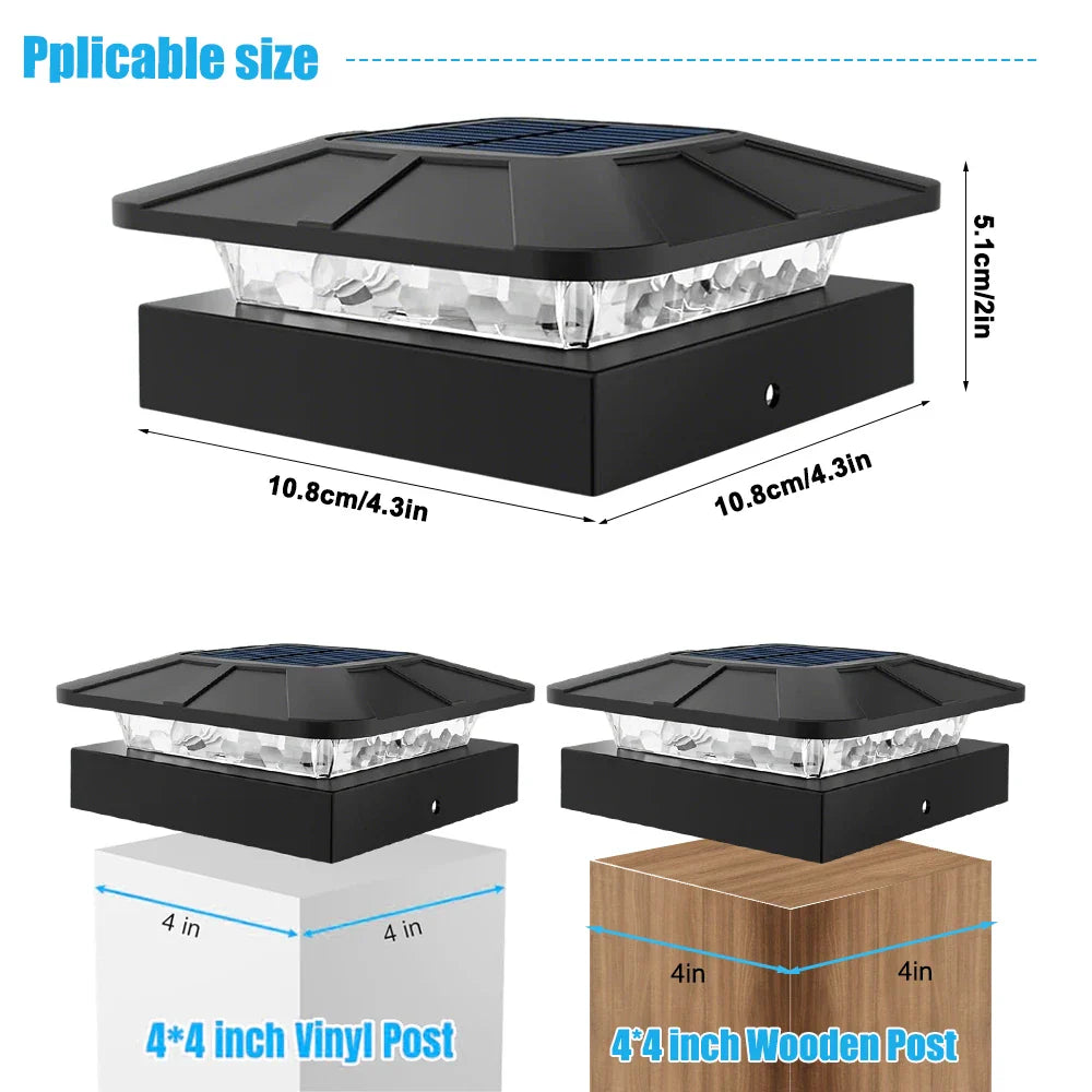 Carvallo Solar-postkapsljus 10 × 10 cm | 3-färgers LED med 2 ljusstyrkenivåer | IP65 solstaketljus för trädgårdsträdpålar