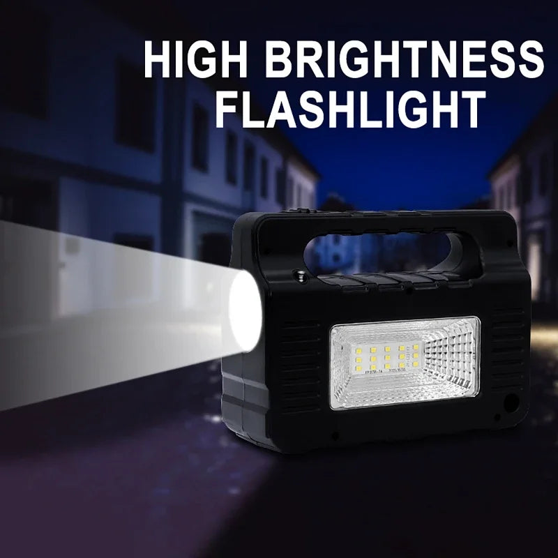 Carvallo-Multifunktionsgerät Solariq Pro | Ljus, Powerbank, Radio & Bluetooth-Högtalare | Inkl. 3 LED-lampor & Solarpanel-anslutning