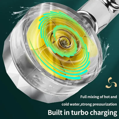 360° roterbar högtrycksduschhuvud med turbo-proppeller – vattensparande &amp; kraftfull 🚿