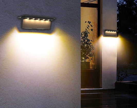 Carvallo Guard Solarlampa Solar Vägglampa med Rörelsesensor | Smart LED-belysning | IP65 Vattentålig | 6x11,9 cm