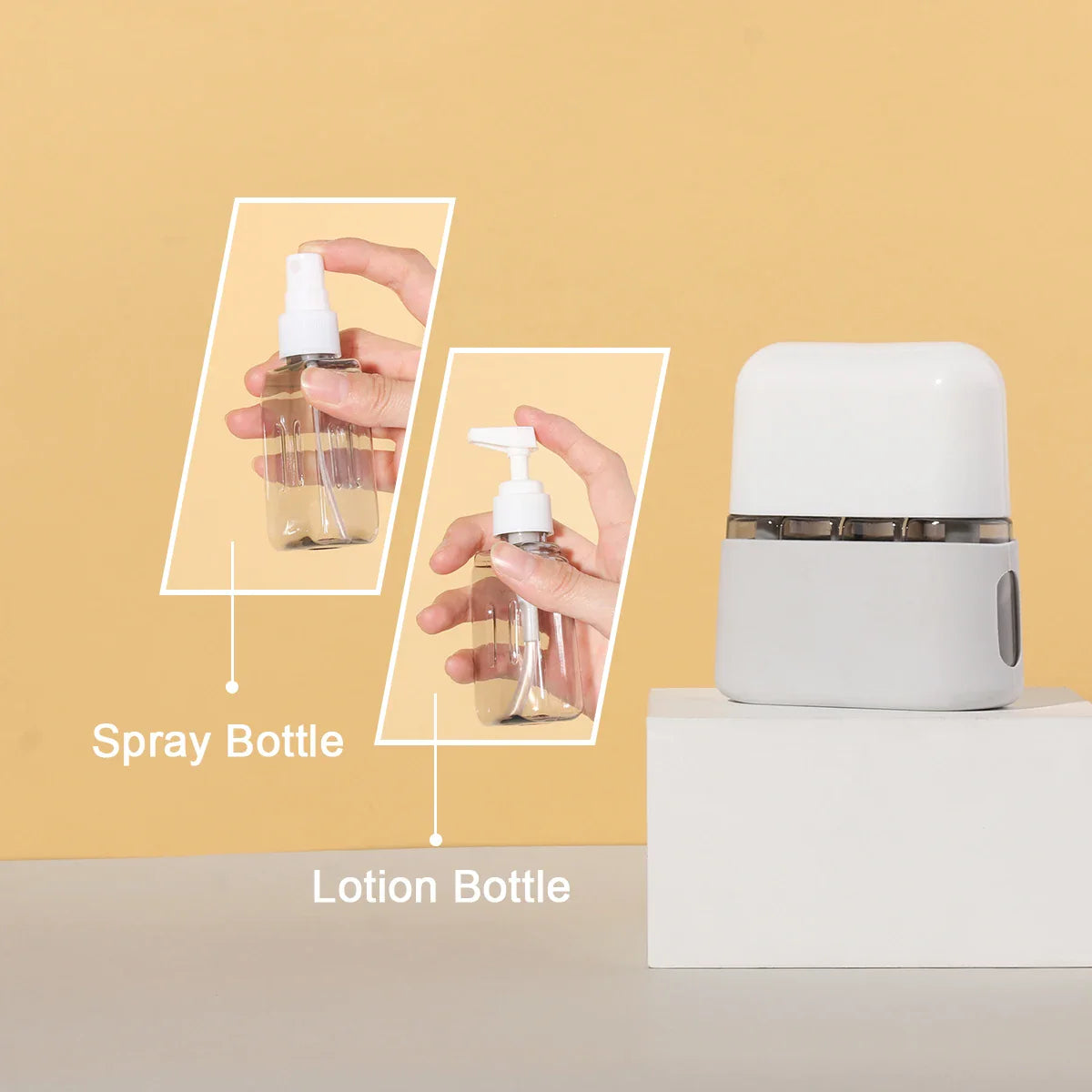 Carvallo 4-i-1 reseset med flaskor | Påfyllningsbara 50 ml dispenser och sprejflaskor | Läckagesäkra och TSA-kompatibla | För schampo, lotion, desinfektion