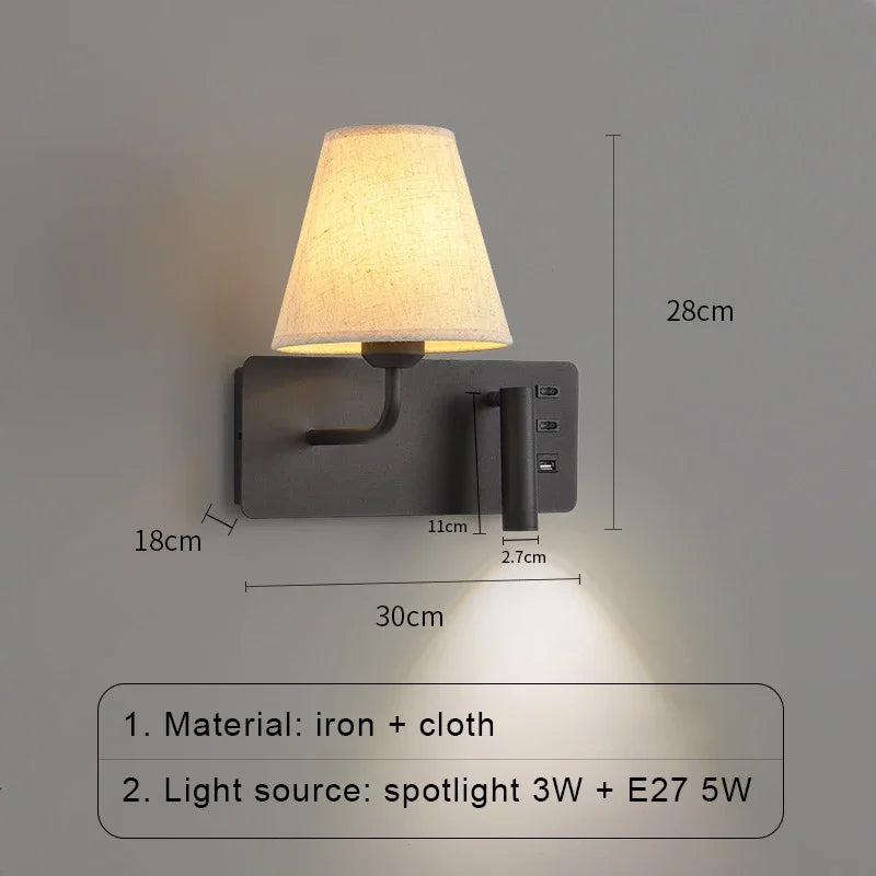 LuminoWall - Modern vägglampa med USB och läslampa