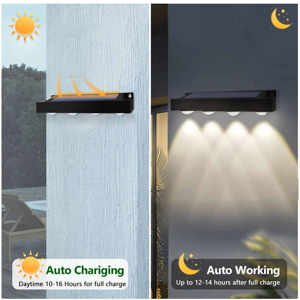 Carvallo LumiFence Solarlampor | 4-pack LED utomhuslampor | IP54 Väderbeständig | Aluminium | För Trädgård, Staket &amp; Terrass