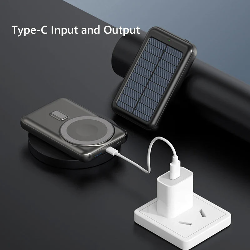 Carvallo 20.000 mAh Solkraftbank med magnetisk trådlös laddare | Kompatibel med MagSafe | USB-C & solenergi-laddning | För iPhone, Samsung & mer