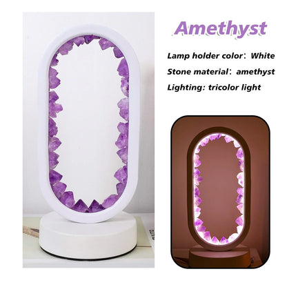 AuraStone Soluna | Amethyst kristallampa med mjukt naturbelysning