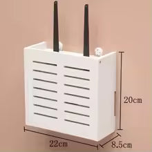 Carvallo WallRack vägg hylla för WLAN-router & TV-tillbehör | kabelbox med ventilation | vit | vattentålig & luktfri