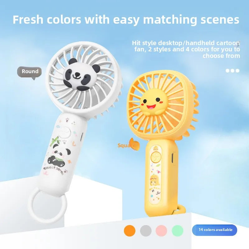 Carvallo-Handventilator BreeziPop | USB-laddning | Tyst & Bärbar | Söt tecknad design