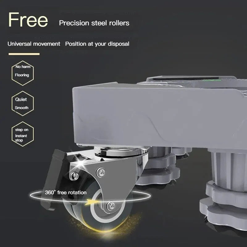 Carvallo Justerbar rullbas för tvättmaskin & kylskåp | Med 4 dubbla hjul & stötdämpning | Höj- och sänkbar & Bärförmåga