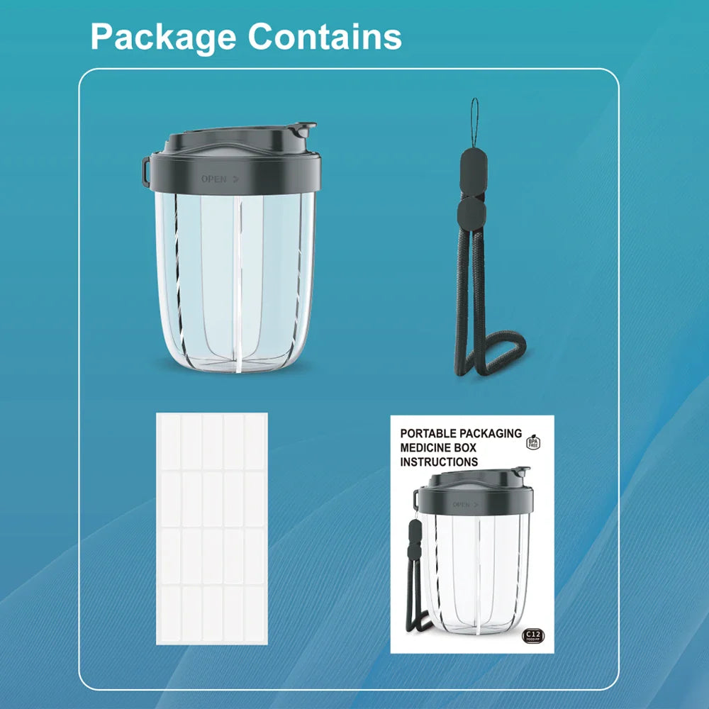 Carvallo TravelDose Pillerbox XXL | BPA-fri & Läcksäker | Ideal för resor | Med bärhandtag