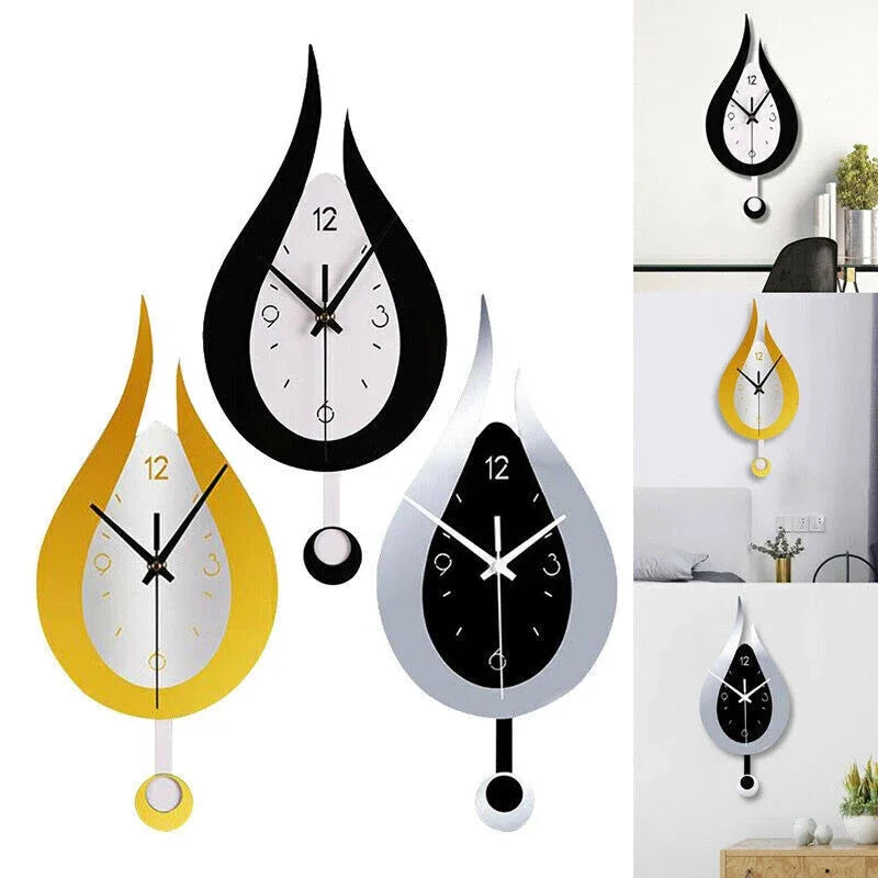 WaterDrop - Bred Modern Minimalistisk Vägghängd Klocka