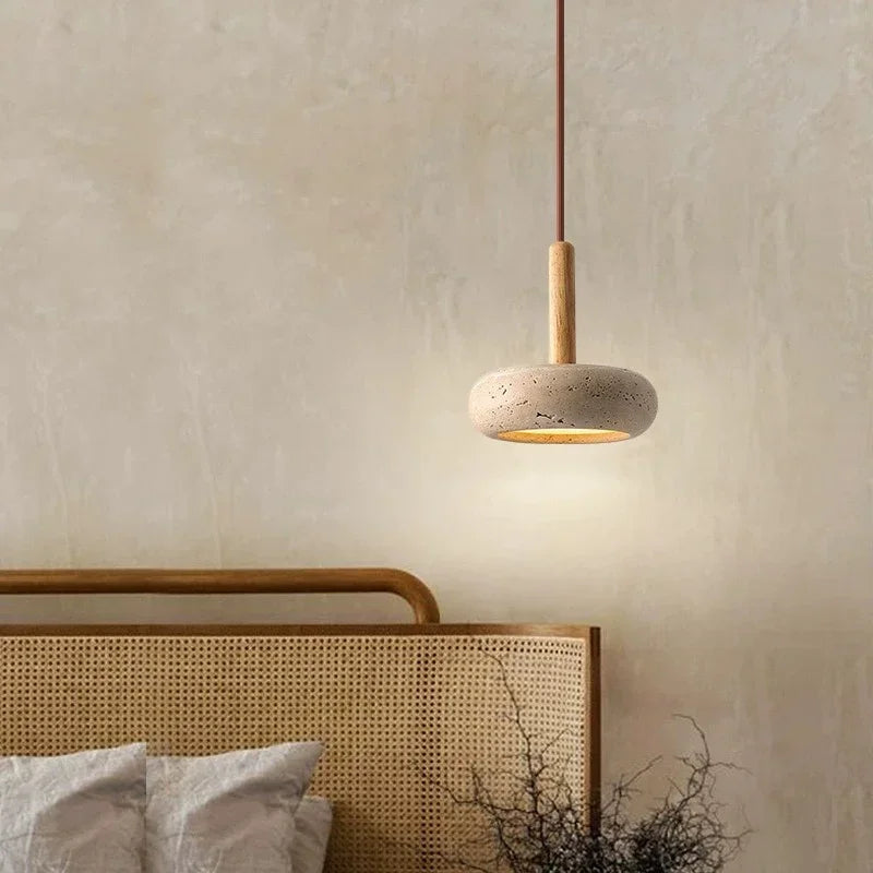 Liten Pendellampa med Travertinsten Design – LED Inomhuslampa för Vardagsrum och Sovrum