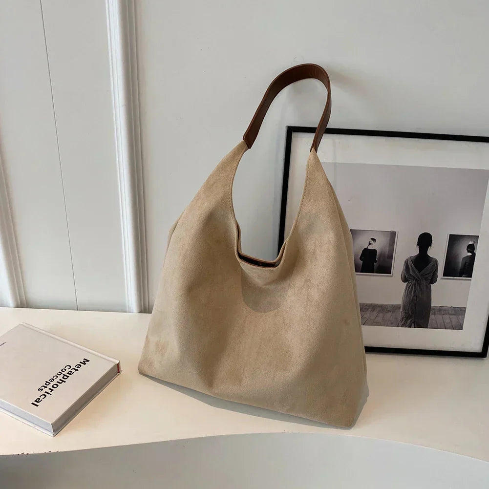 Skulderväska Faux Suede Mjuk Tote för Kvinnor