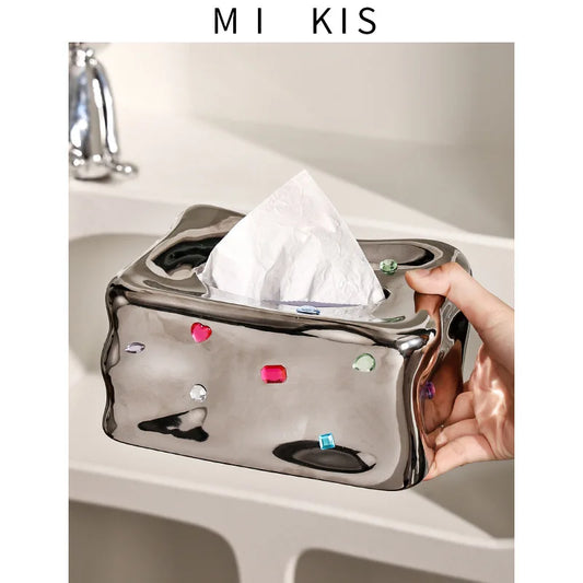 Élise – Lyxig Porslinservettlåda med Hjärtfomad Ädelsten Accent