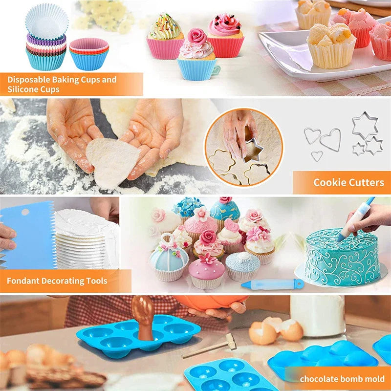 Carvallo MasterKit Tårta dekoration Set 236-delar | Spritspåsar &amp; tyllar i rostfritt stål | Komplett set för bakentusiaster