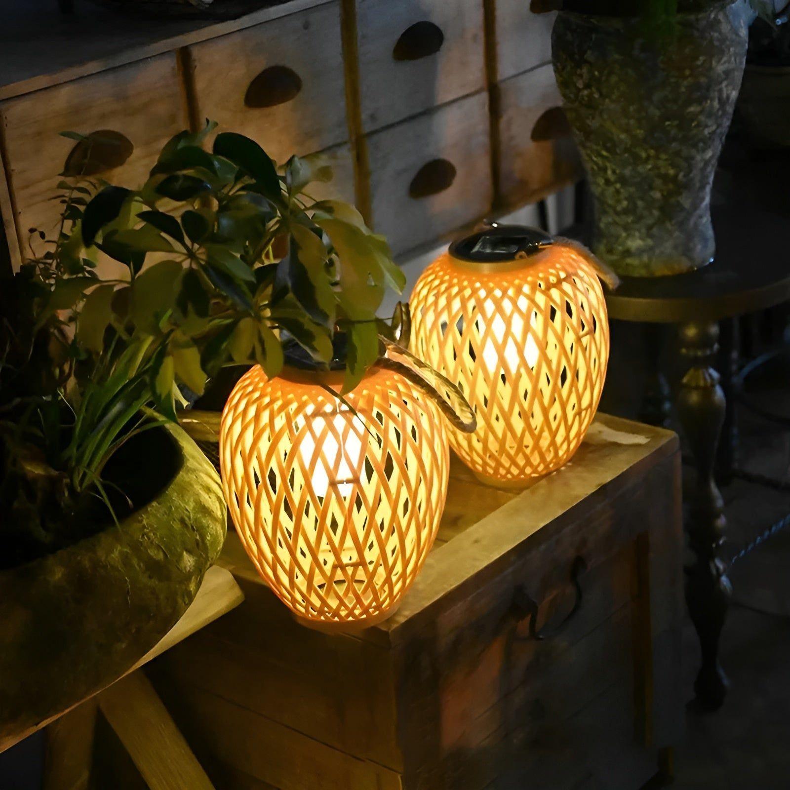 Rattan Light - Kreativ Rattan Solträdgårdsdekoration Lampa